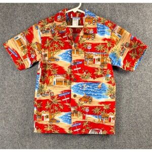 RJC‎ Hawaii Boys Red Surfboard Woodie Aloha Hawaiian Shirt Size 8 Made in USA